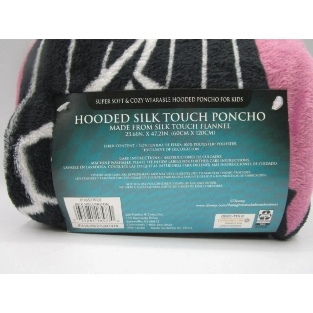 Nightmare Before Christmas Jack Silk Touch Flannel Poncho Hooded Throw 23.6
